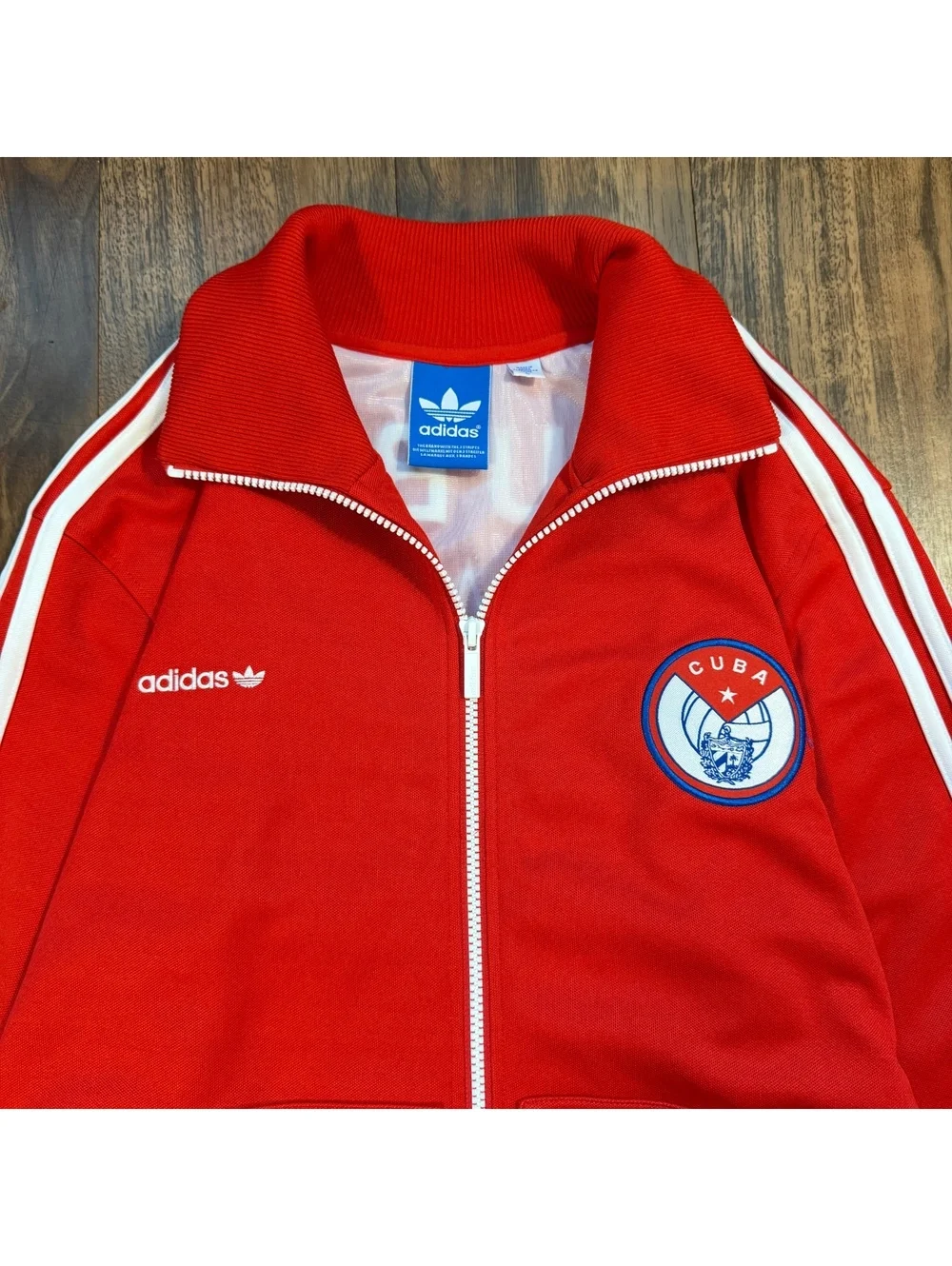 Adidas Originals Cuba Soccer Track Jacket Full Zip 2010 Red White Blue Size L